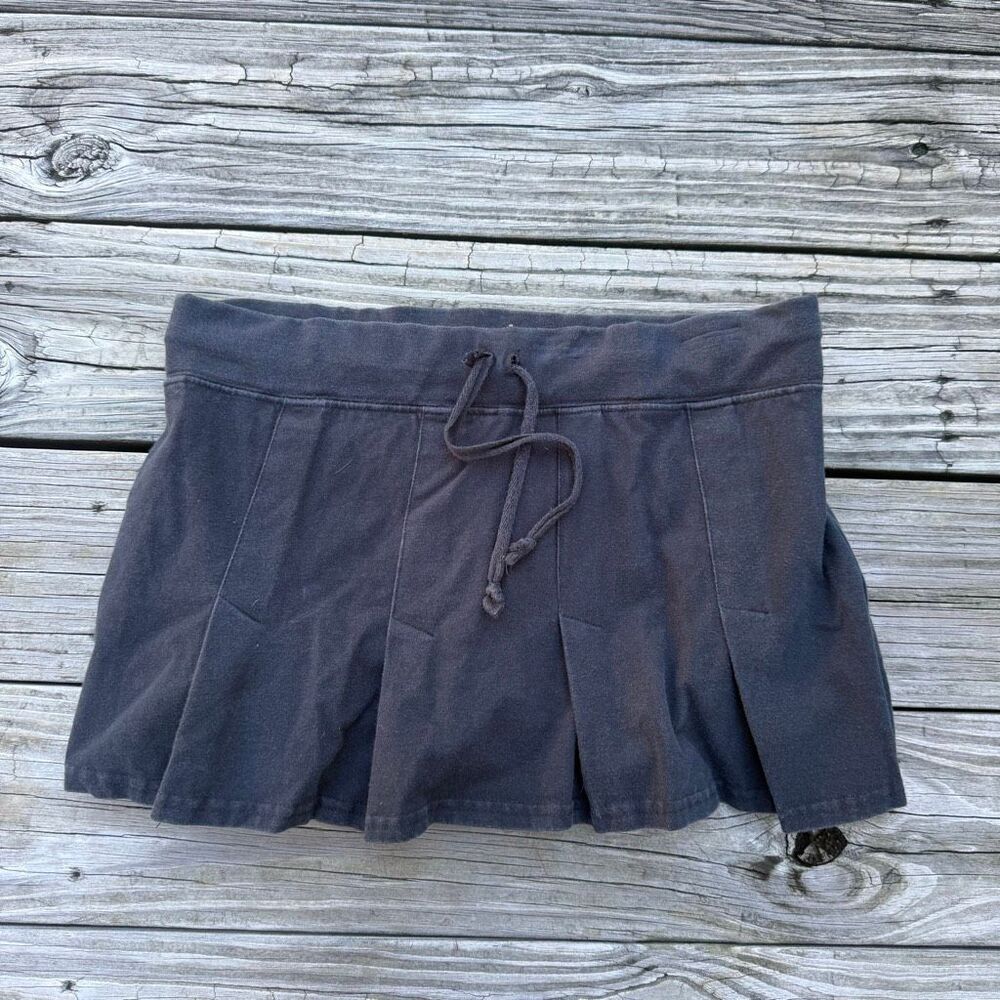 Y2K Aeropostale Black Pleated Drawstring Micro Mini Skirt Size Medium